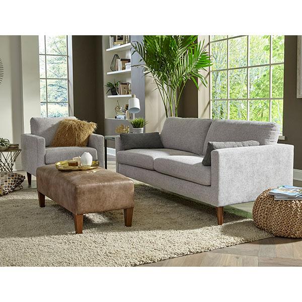 TRAFTON COLLECTION LEATHER STATIONARY SOFA W/2 PILLOWS- S10BGLU