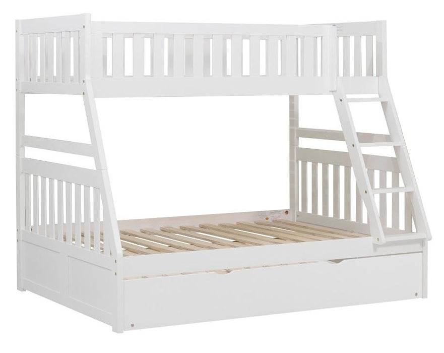 Homelegance Galen Twin/Full Bunk Bed w/ Twin Trundle in White B2053TFW-1*R